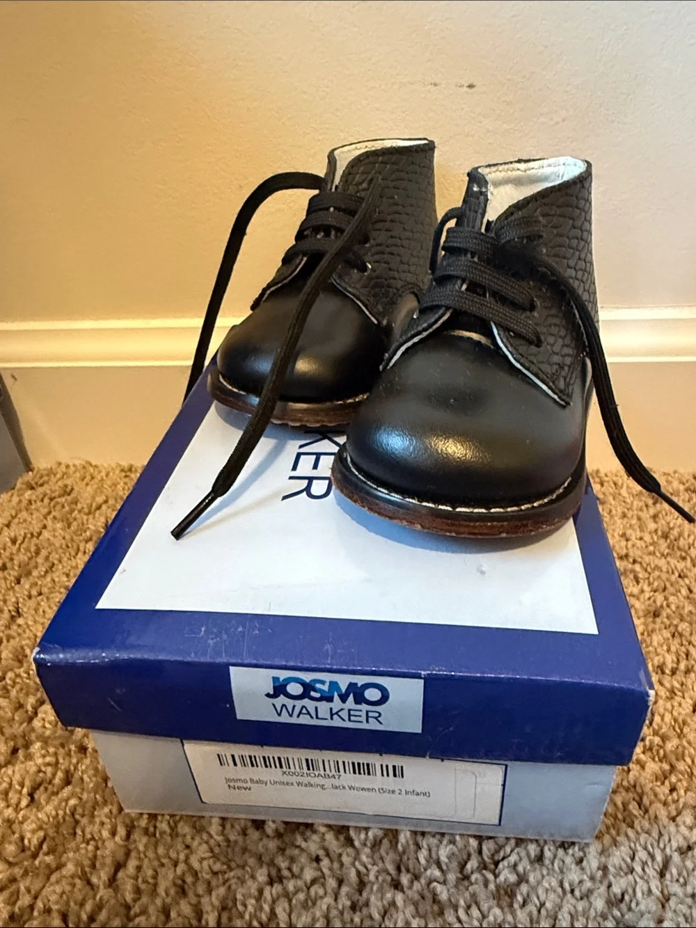 Josmo Black Baby Walker Lace-Up Shoes